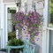3 Pcs Artificial Hanging Flowers for Outdoors, UV Resistant Purple Daisy and Eucalyptus Faux Silk Plants, Hanging Basket Floral Decor for Porch, Garden, Patio and Home Decoration
